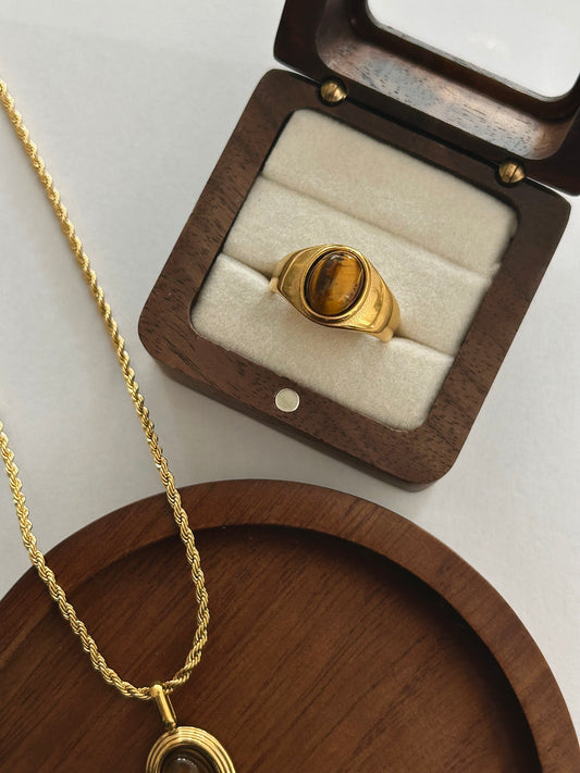 DESY Tiger Eye Ring Stainless Steel