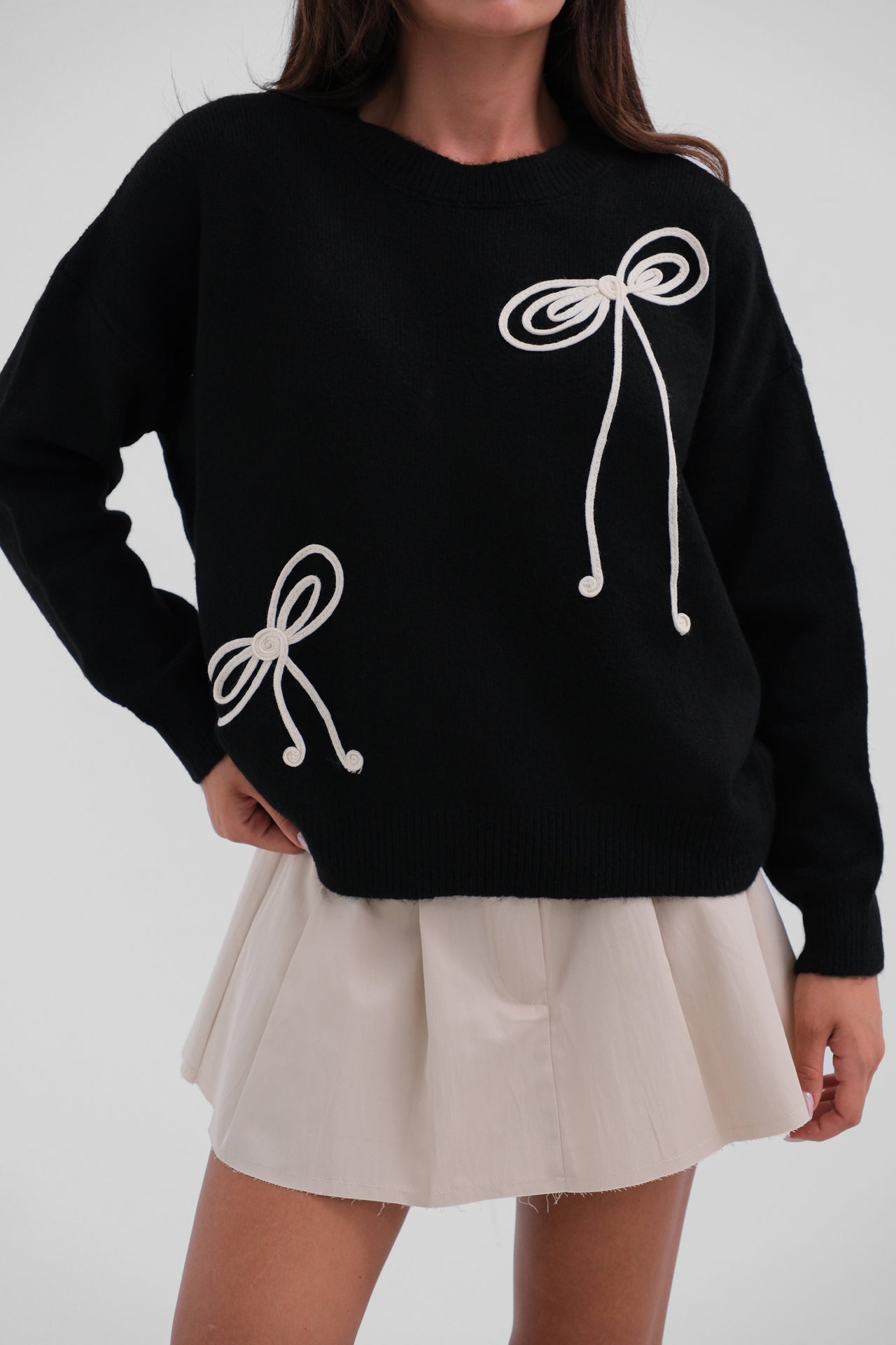 DESY Bow Knitted Sweater Black