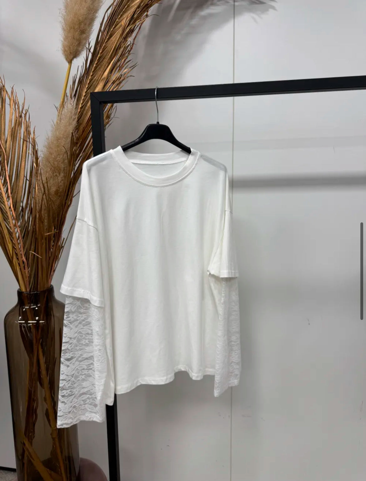DESY Lace Sleeve T-Shirt White