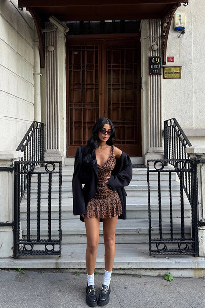 DESY Leopard Ruffle Dress