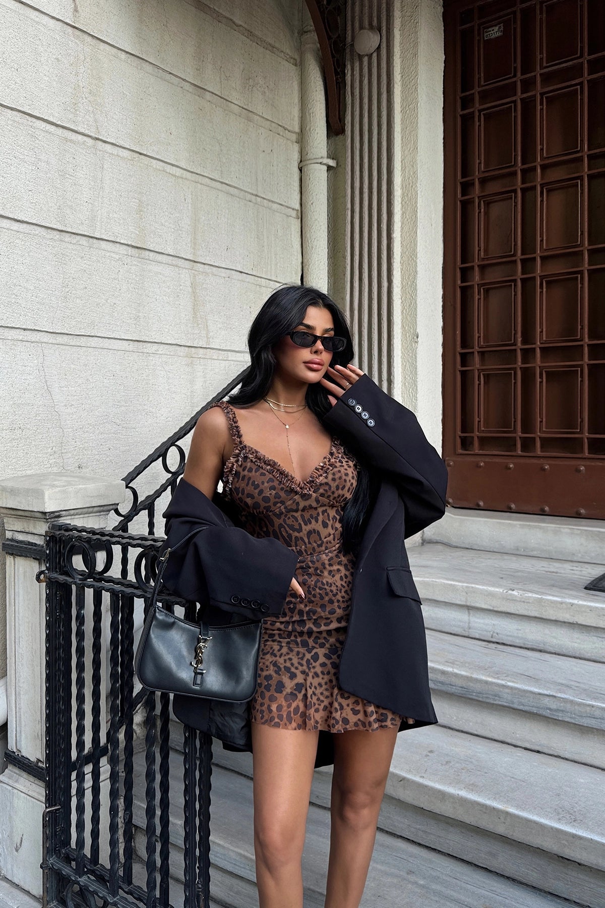 DESY Leopard Ruffle Dress